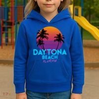 Daytona Beach Florida Retro 80s Gift Kids Hoodie thumb 3