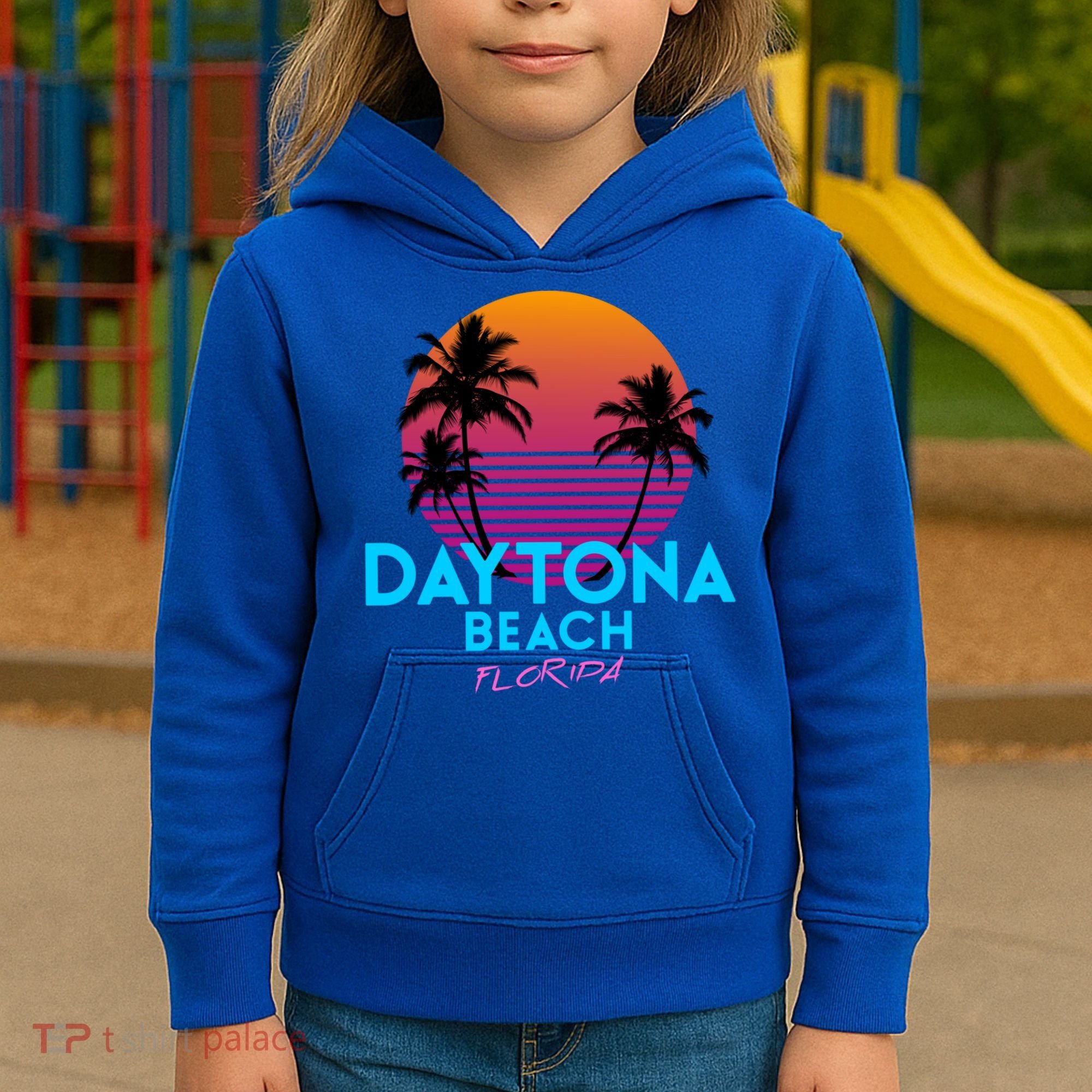 Daytona Beach Florida Retro 80s Gift Kids Hoodie