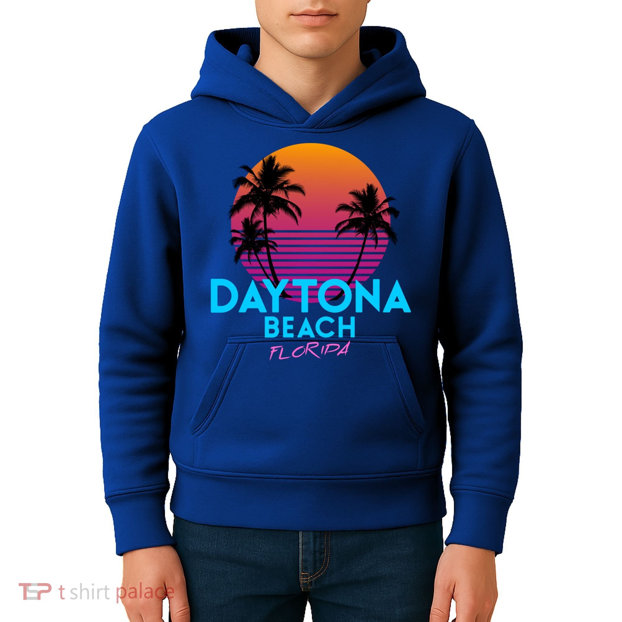 Daytona Beach Florida Retro 80s Gift Kids Hoodie