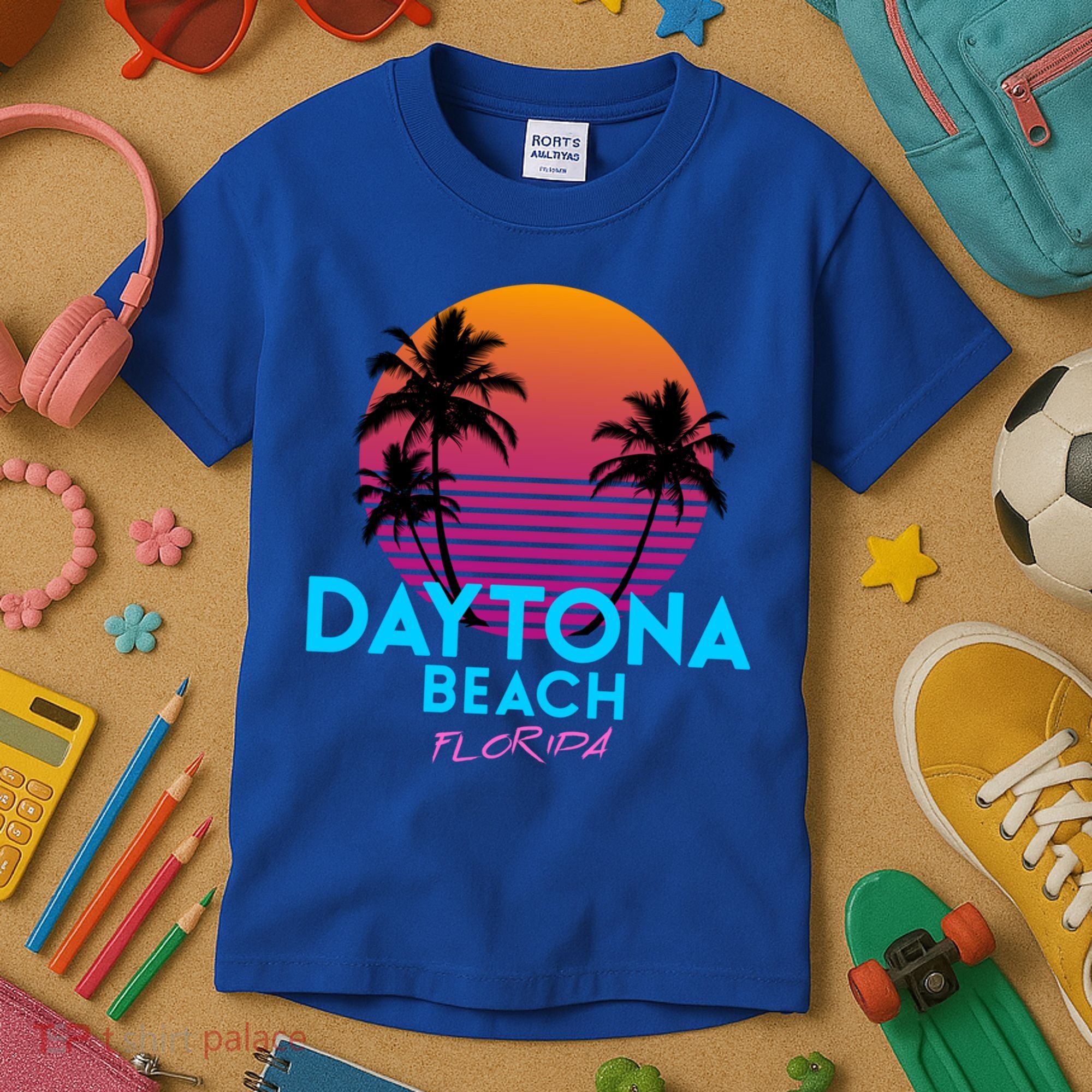 Daytona Beach Florida Retro 80s Gift Kids T-Shirt