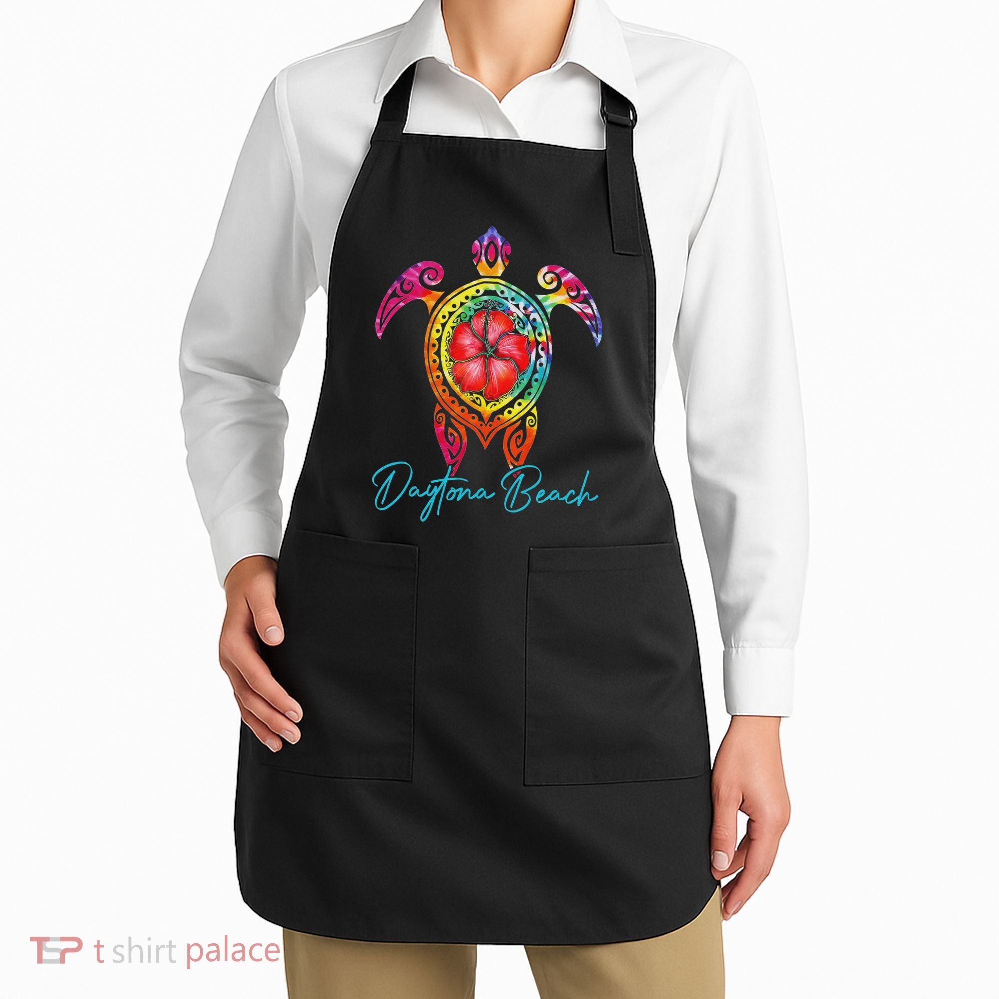 Daytona Beach Florida Tie Dye Sea Turtle Vacation 2025 Apron