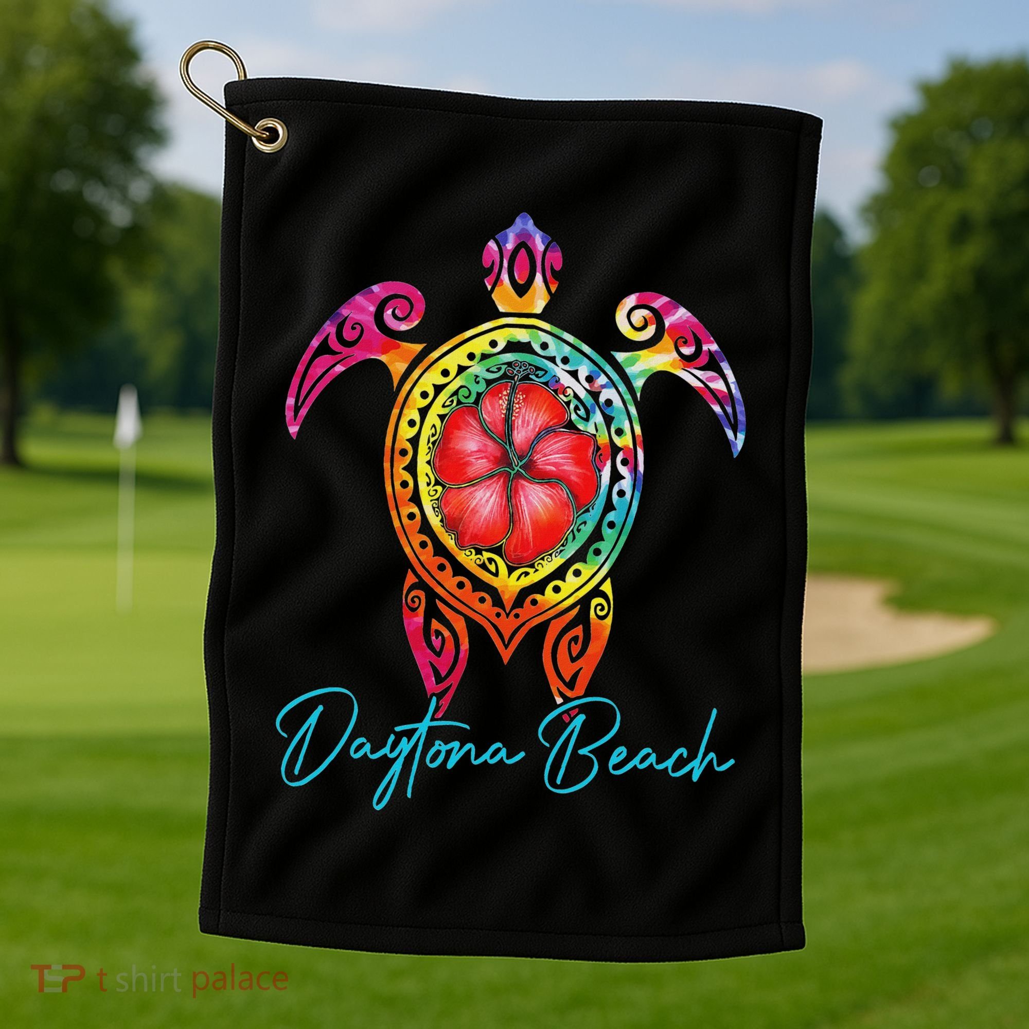 Daytona Beach Florida Tie Dye Sea Turtle Vacation 2025 Golf Towel
