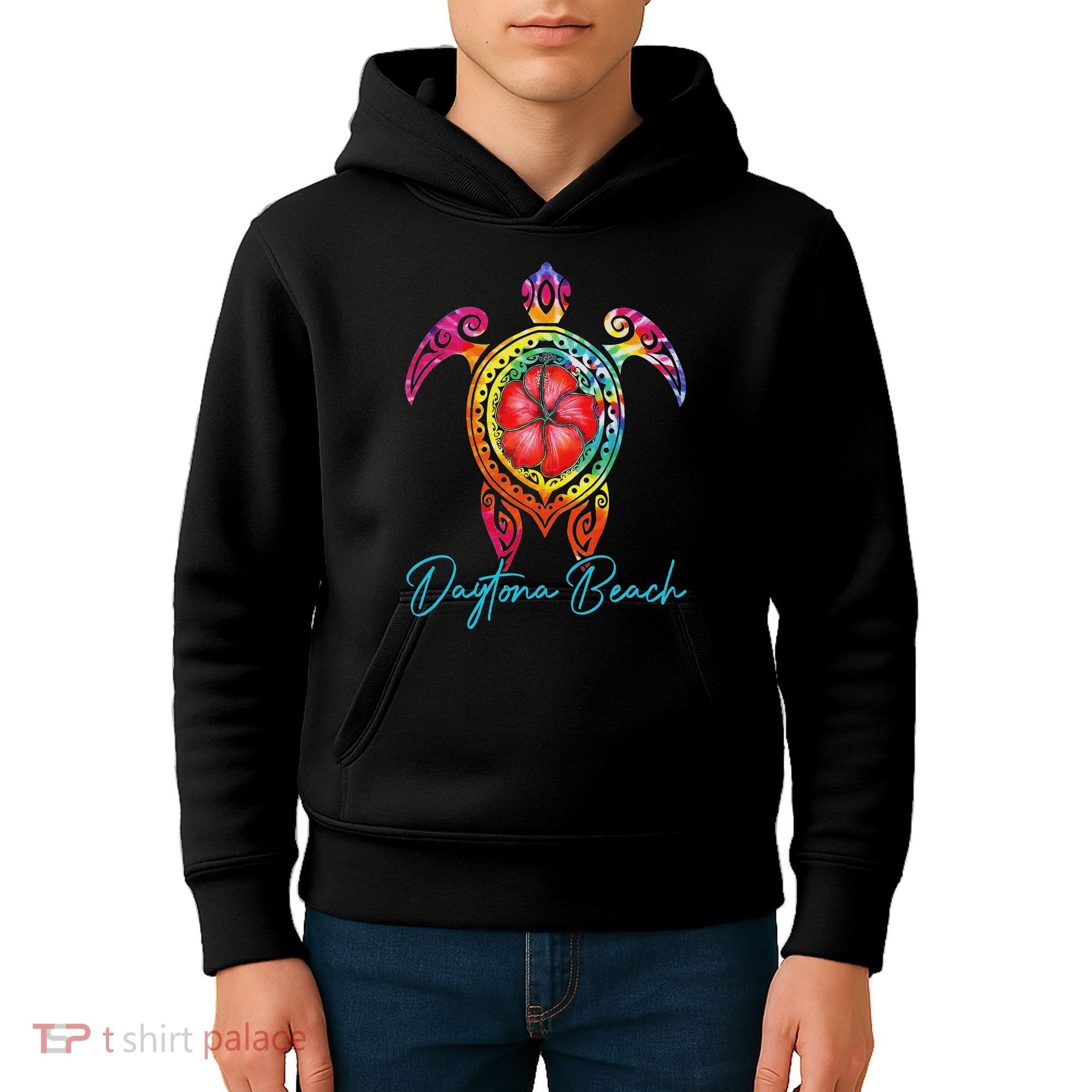 Daytona Beach Florida Tie Dye Sea Turtle Vacation 2025 Kids Hoodie