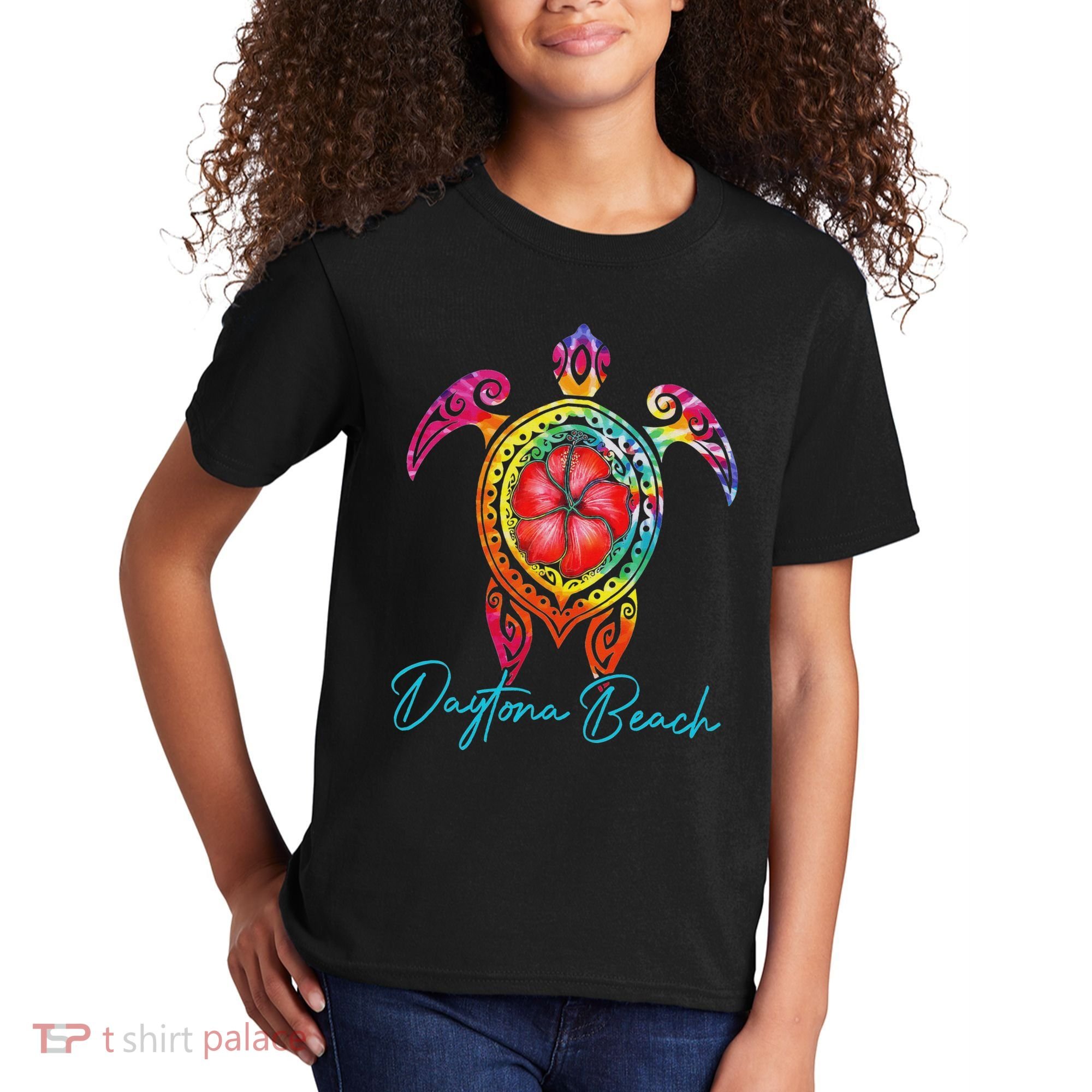 Daytona Beach Florida Tie Dye Sea Turtle Vacation 2025 Kids T-Shirt