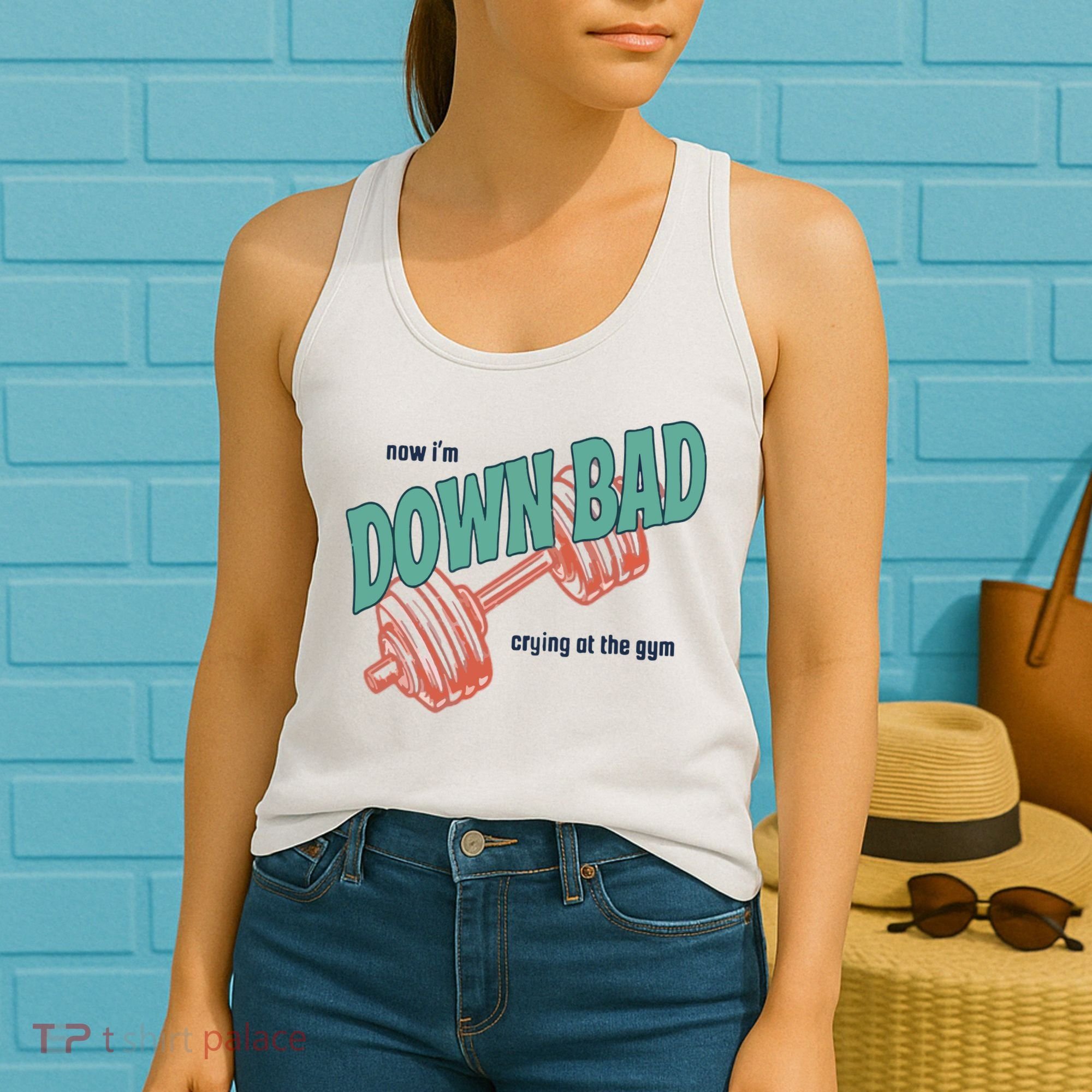 Down Bad Funny Crying At The Gym Women's Tank Top