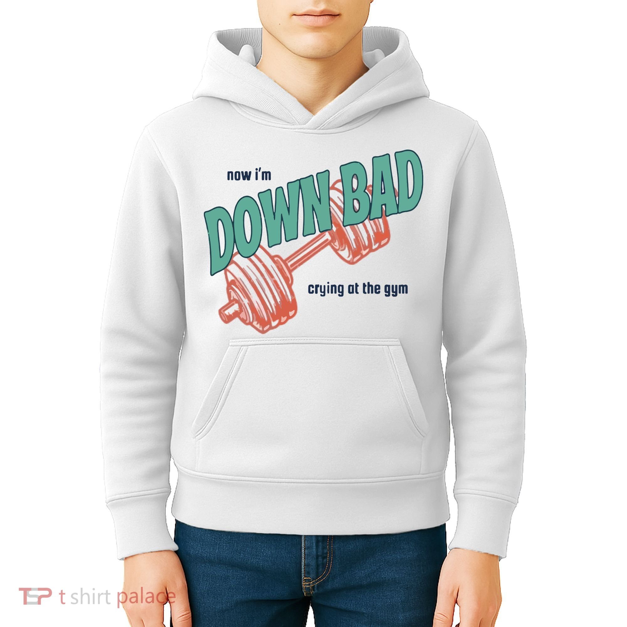 Down Bad Funny Crying At The Gym Kids Hoodie