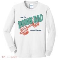Down Bad Funny Crying At The Gym Kids Long Sleeve Shirt thumb 0