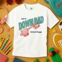 Down Bad Funny Crying At The Gym Kids T-Shirt thumb 3