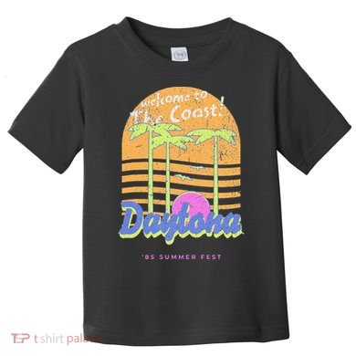 Daytona Beach Florida Vintage 80s Vaporwave Retro Wave Surf Toddler T-Shirt
