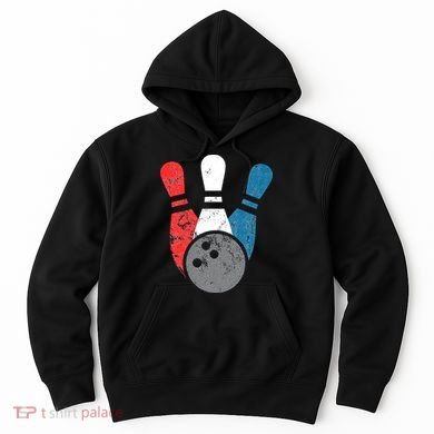 Distressed Bowling For Men Bowling Pins And Ball Hoodie