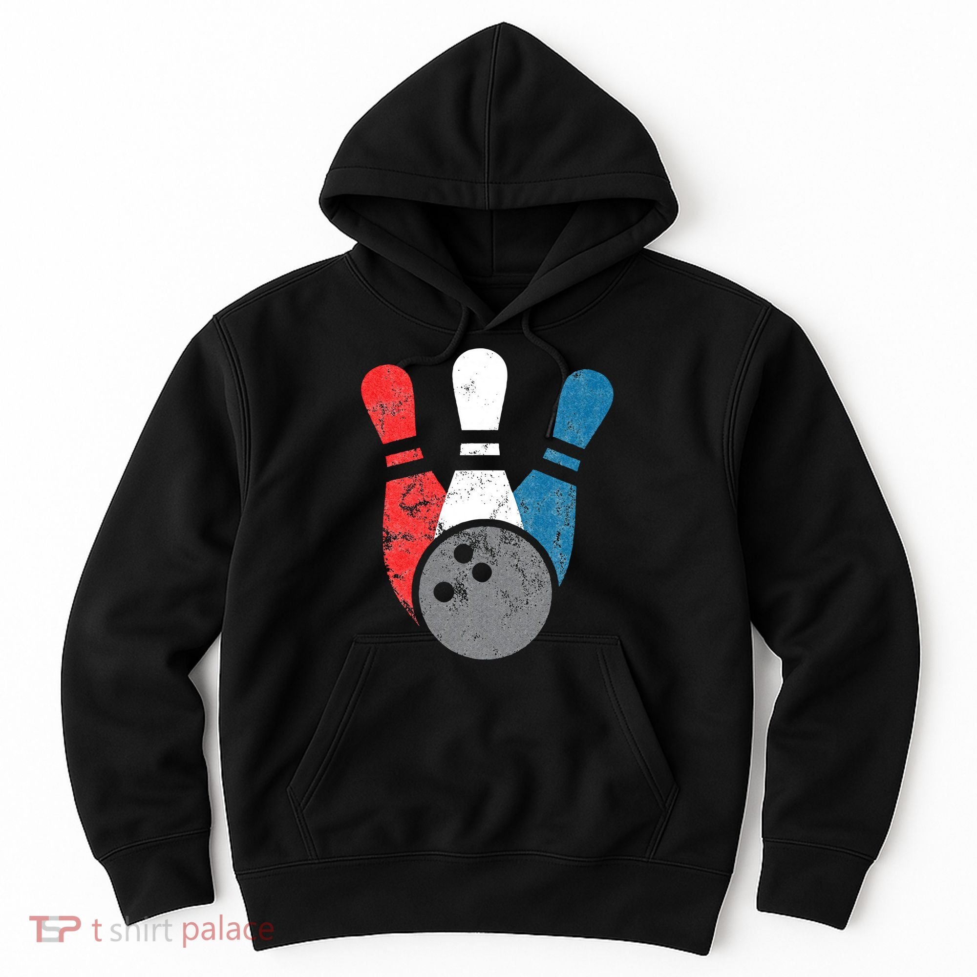 Distressed Bowling For Men Bowling Pins And Ball Hoodie