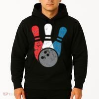 Distressed Bowling For Men Bowling Pins And Ball Hoodie thumb 2