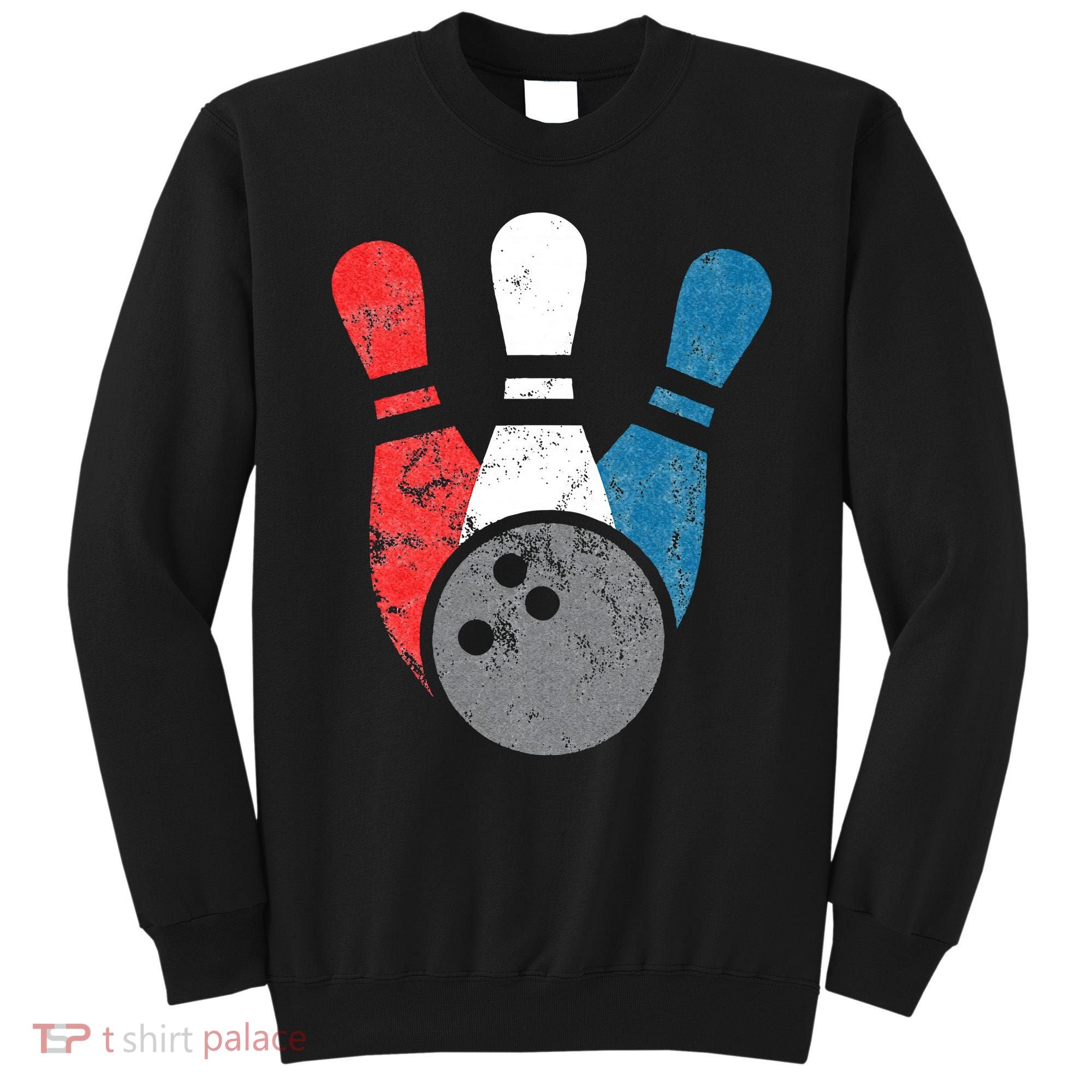 Distressed Bowling For Men Bowling Pins And Ball Sweatshirt