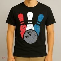 Distressed Bowling For Men Bowling Pins And Ball T-Shirt thumb 3