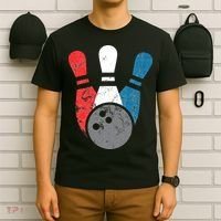 Distressed Bowling For Men Bowling Pins And Ball T-Shirt thumb 6