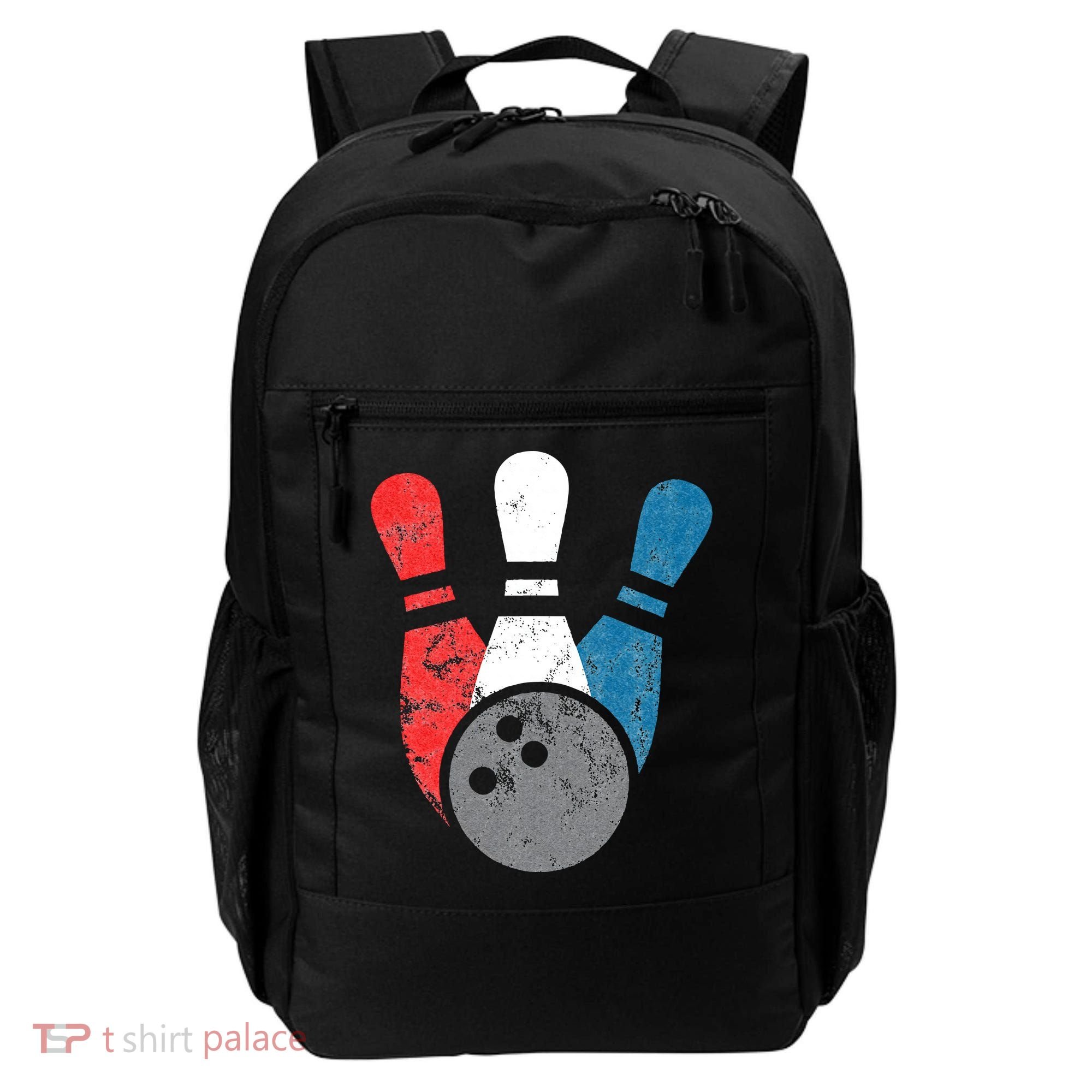 Distressed Bowling For Men Bowling Pins And Ball Backpack