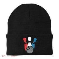 Distressed Bowling For Men Bowling Pins And Ball Beanie thumb 0