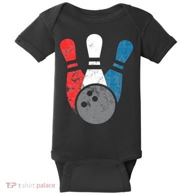 Distressed Bowling For Men Bowling Pins And Ball Baby Bodysuit