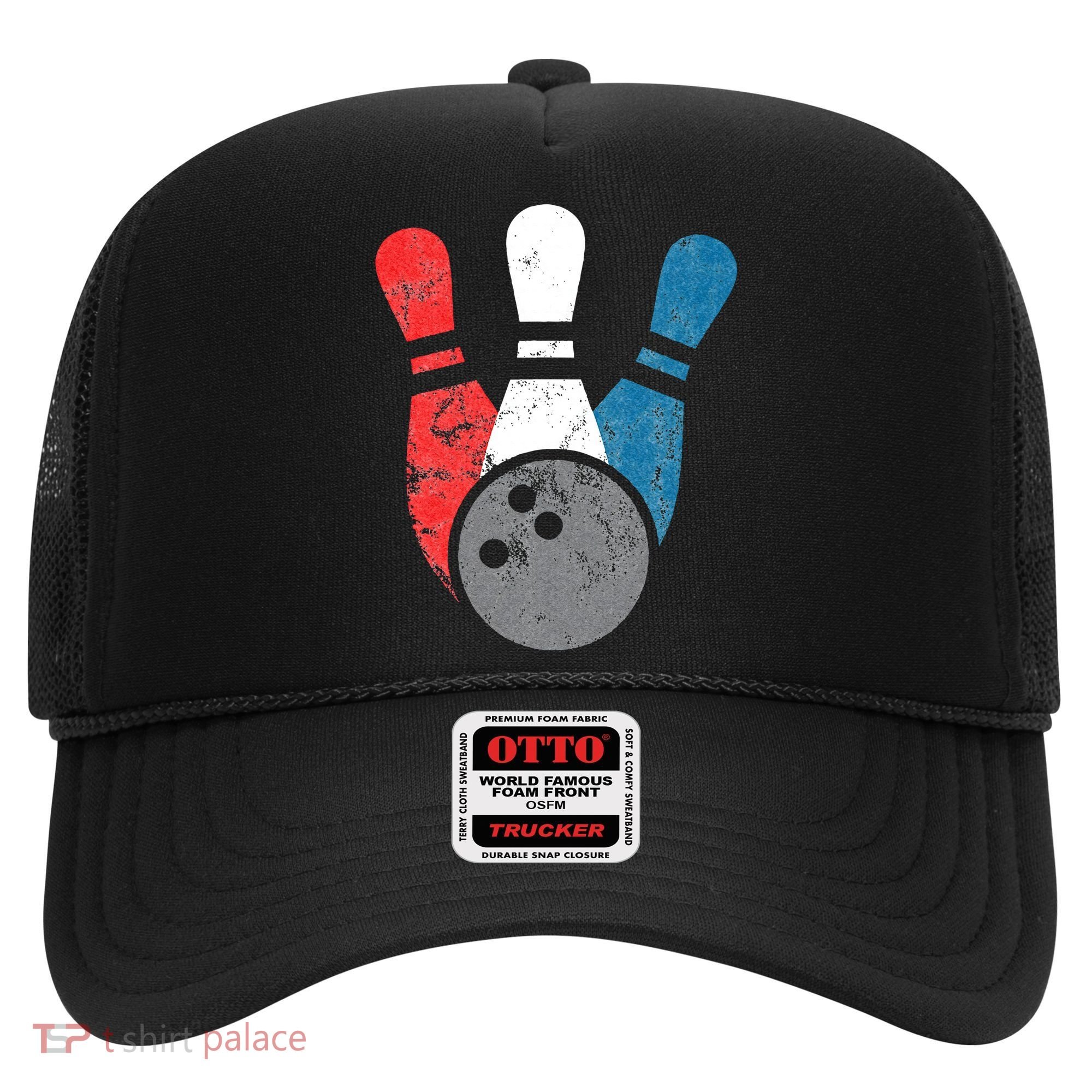 Distressed Bowling For Men Bowling Pins And Ball Hat