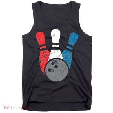 Distressed Bowling For Men Bowling Pins And Ball Tank Top