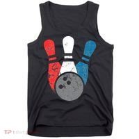 Distressed Bowling For Men Bowling Pins And Ball Tank Top thumb 0