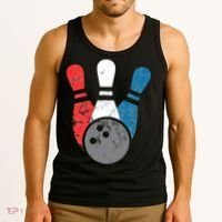 Distressed Bowling For Men Bowling Pins And Ball Tank Top thumb 3