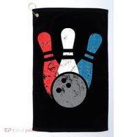 Distressed Bowling For Men Bowling Pins And Ball Golf Towel thumb 0