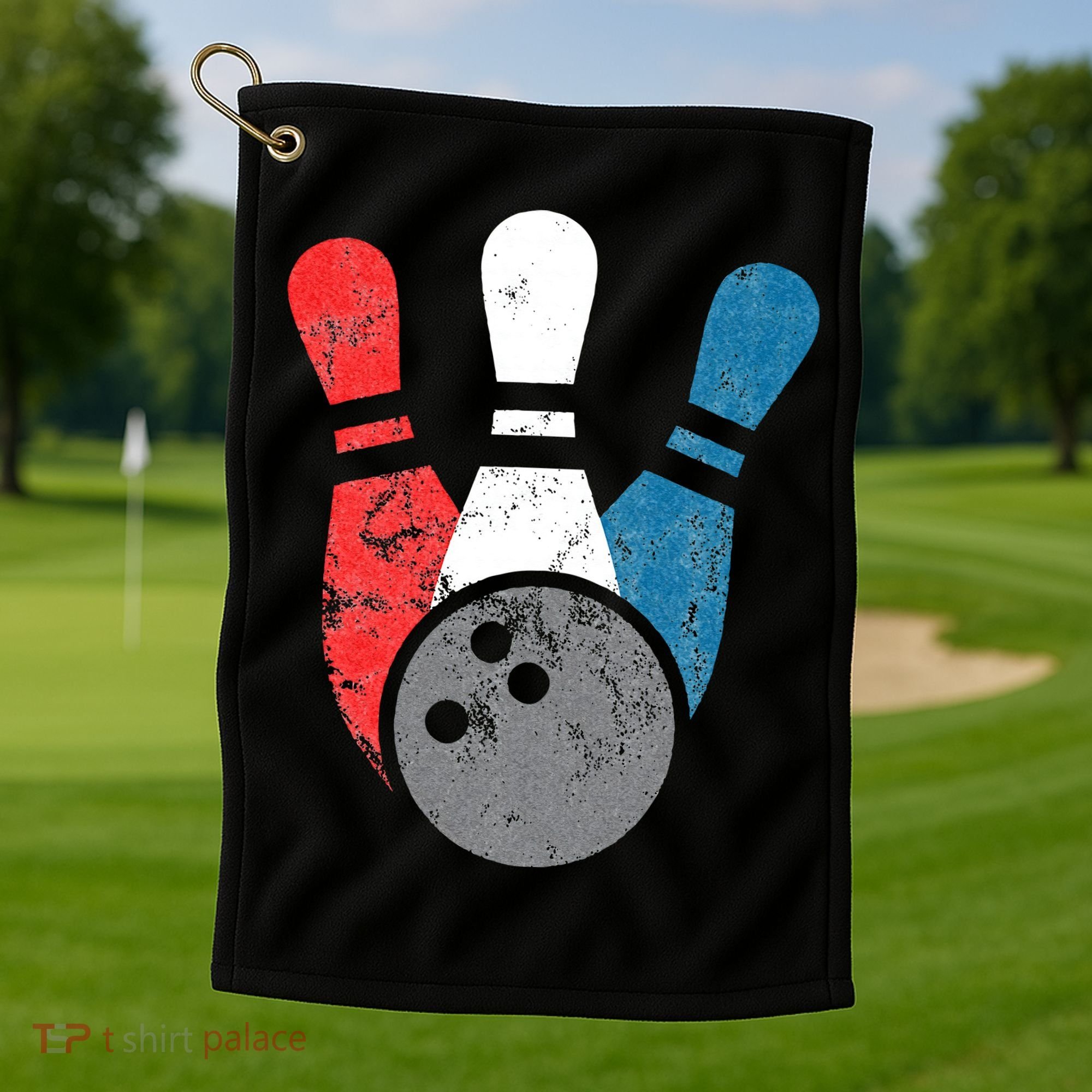 Distressed Bowling For Men Bowling Pins And Ball Golf Towel