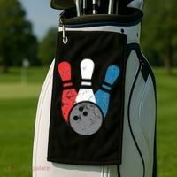 Distressed Bowling For Men Bowling Pins And Ball Golf Towel thumb 2