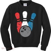 Distressed Bowling For Men Bowling Pins And Ball Kids Sweatshirt thumb 0