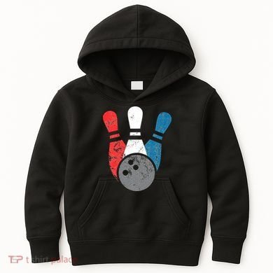 Distressed Bowling For Men Bowling Pins And Ball Kids Hoodie