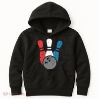 Distressed Bowling For Men Bowling Pins And Ball Kids Hoodie thumb 0