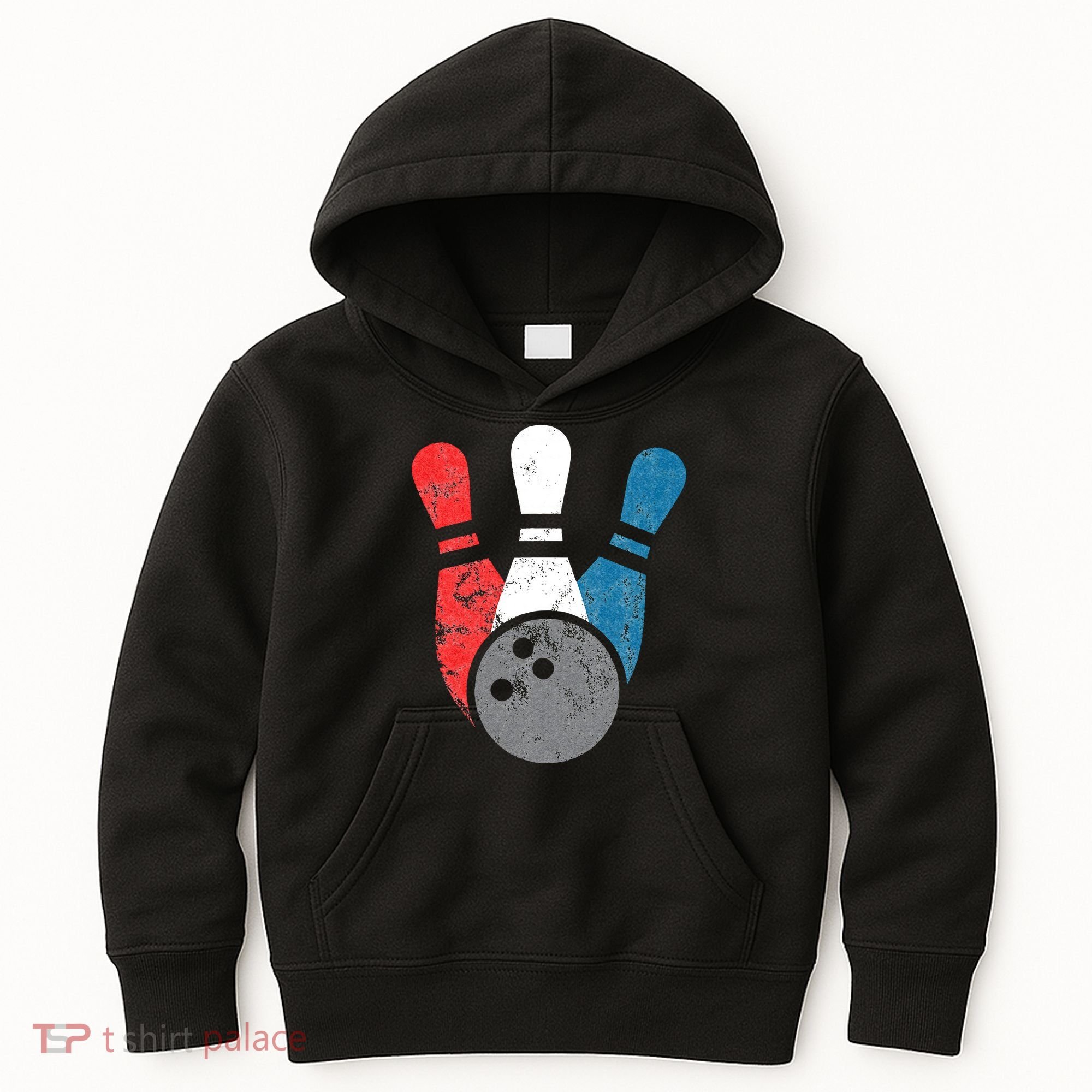 Distressed Bowling For Men Bowling Pins And Ball Kids Hoodie