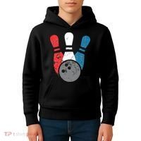 Distressed Bowling For Men Bowling Pins And Ball Kids Hoodie thumb 4