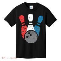 Distressed Bowling For Men Bowling Pins And Ball Kids T-Shirt thumb 0