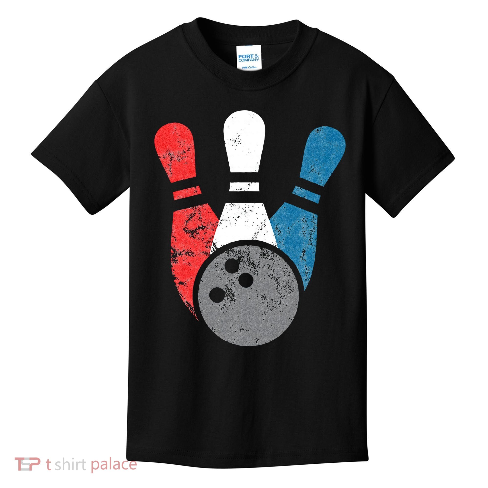 Distressed Bowling For Men Bowling Pins And Ball Kids T-Shirt