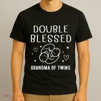 Double Blessed Grandma Of Twins Nana Grandmother Funny T-Shirt thumb 3