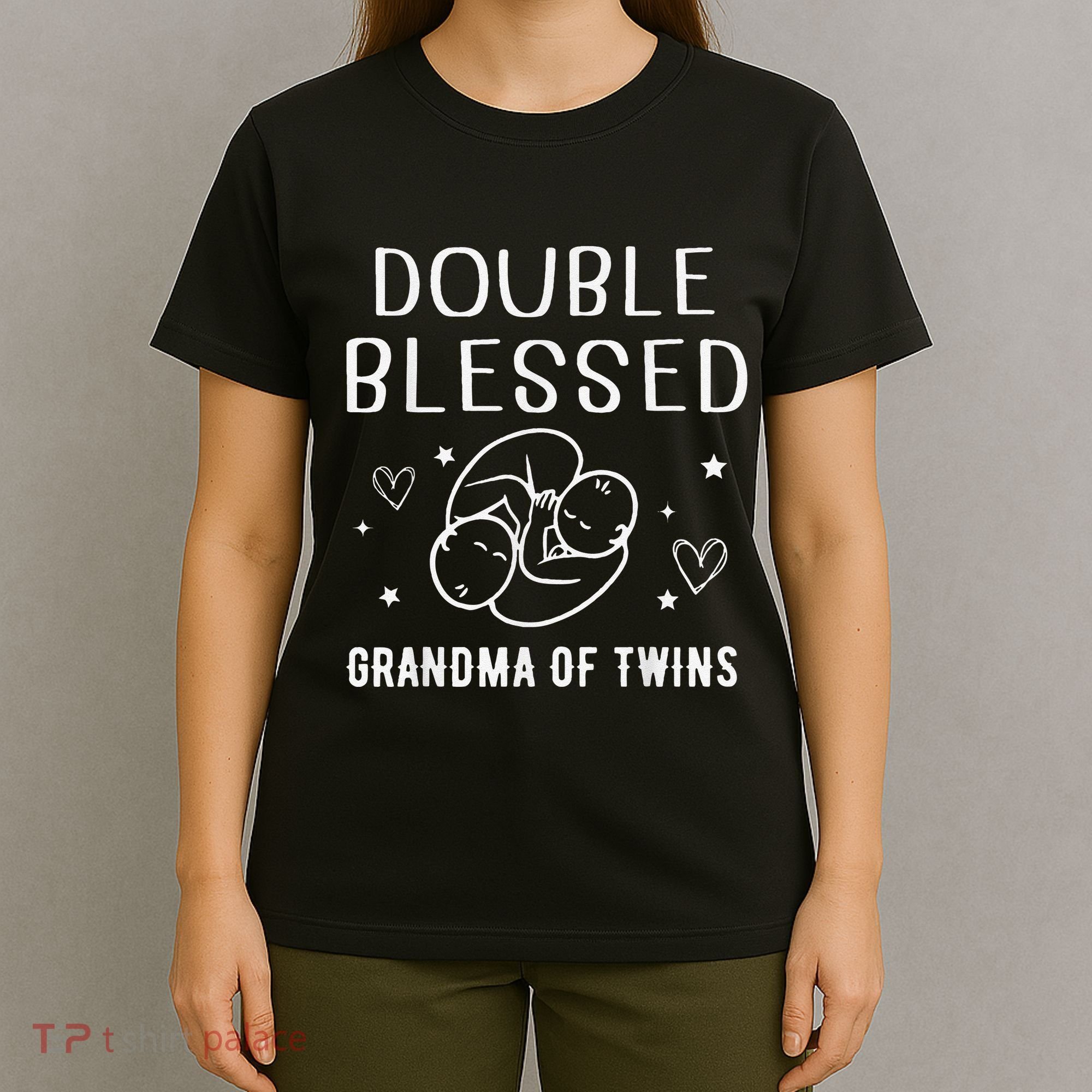 Double Blessed Grandma Of Twins Nana Grandmother Funny T-Shirt