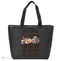 Double Blessed Great Grandma Of Twins Funny Twin Tote Bag thumb 0