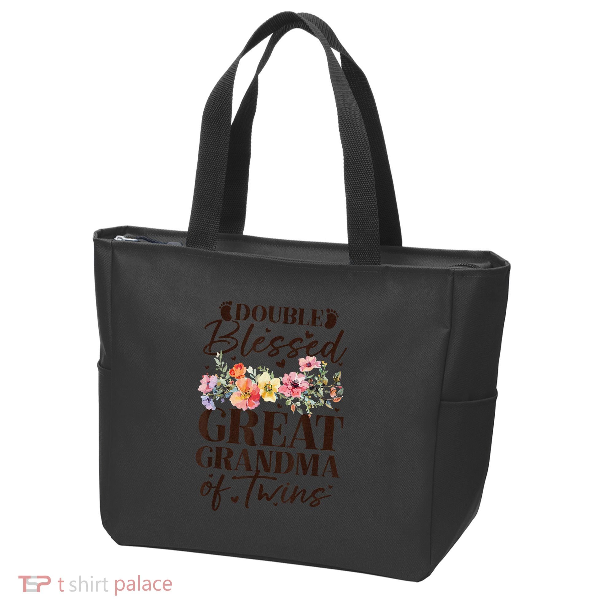 Double Blessed Great Grandma Of Twins Funny Twin Tote Bag
