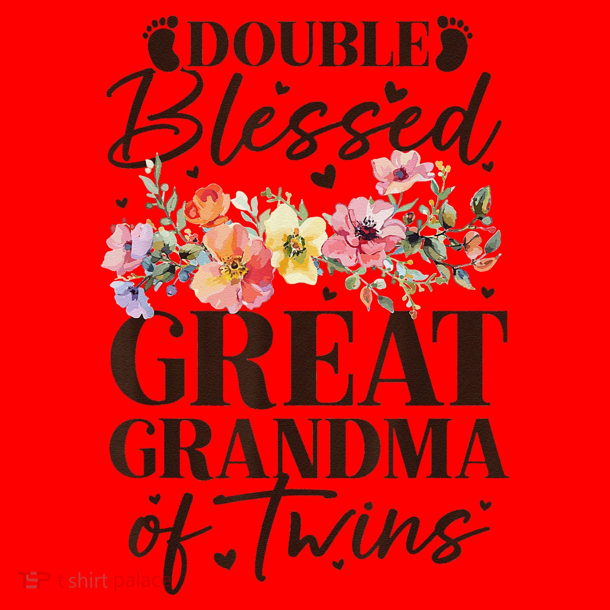 Double Blessed Great Grandma Of Twins Funny Twin Santa Hat