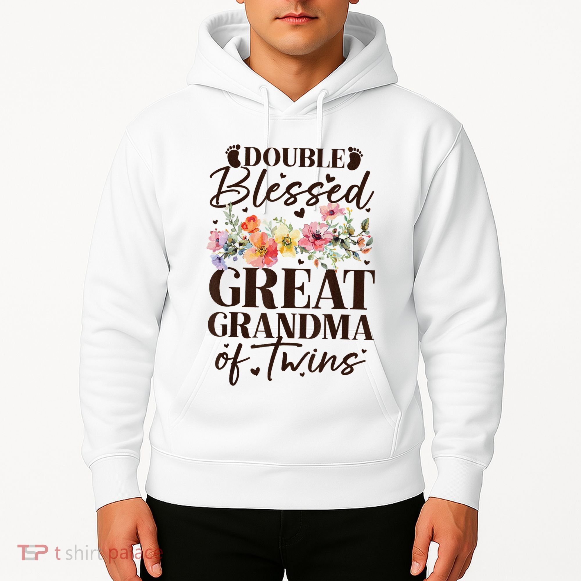 Double Blessed Great Grandma Of Twins Funny Twin Hoodie