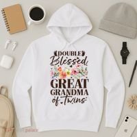Double Blessed Great Grandma Of Twins Funny Twin Hoodie thumb 3