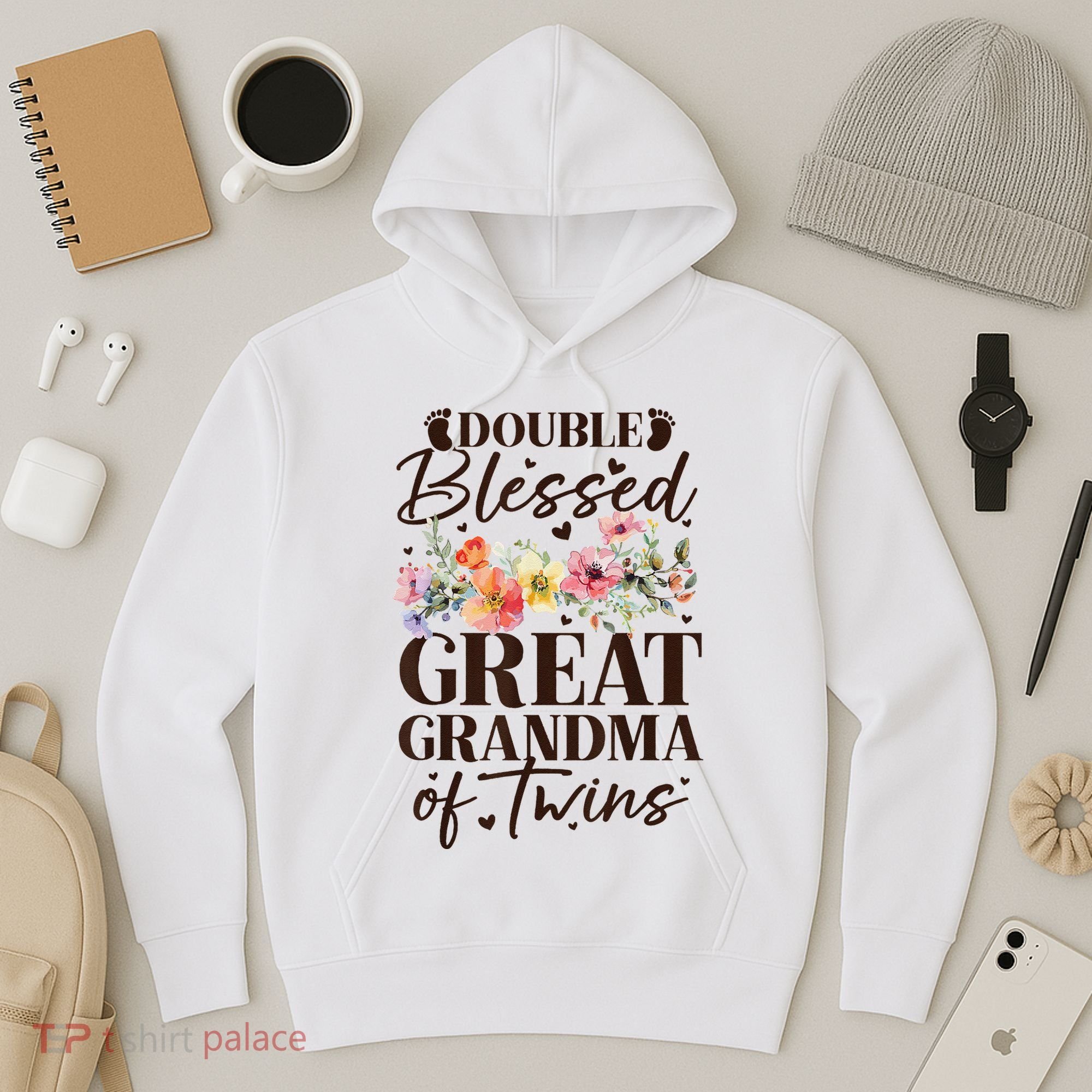 Double Blessed Great Grandma Of Twins Funny Twin Hoodie