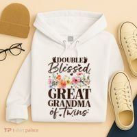 Double Blessed Great Grandma Of Twins Funny Twin Hoodie thumb 4