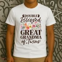 Double Blessed Great Grandma Of Twins Funny Twin T-Shirt thumb 3