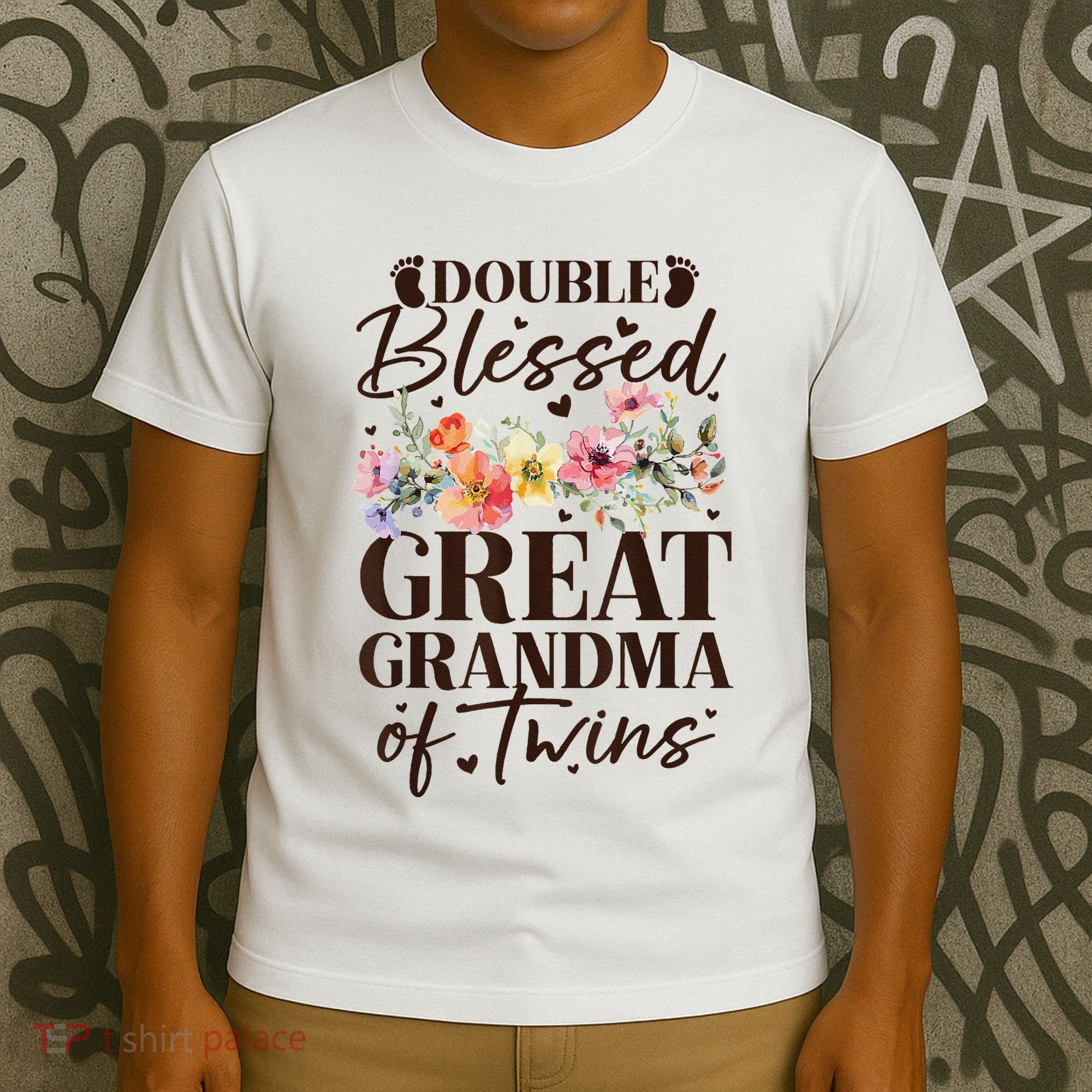 Double Blessed Great Grandma Of Twins Funny Twin T-Shirt
