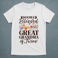 Double Blessed Great Grandma Of Twins Funny Twin T-Shirt thumb 5