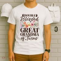 Double Blessed Great Grandma Of Twins Funny Twin T-Shirt thumb 6