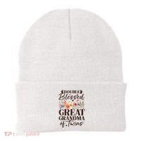 Double Blessed Great Grandma Of Twins Funny Twin Beanie thumb 0